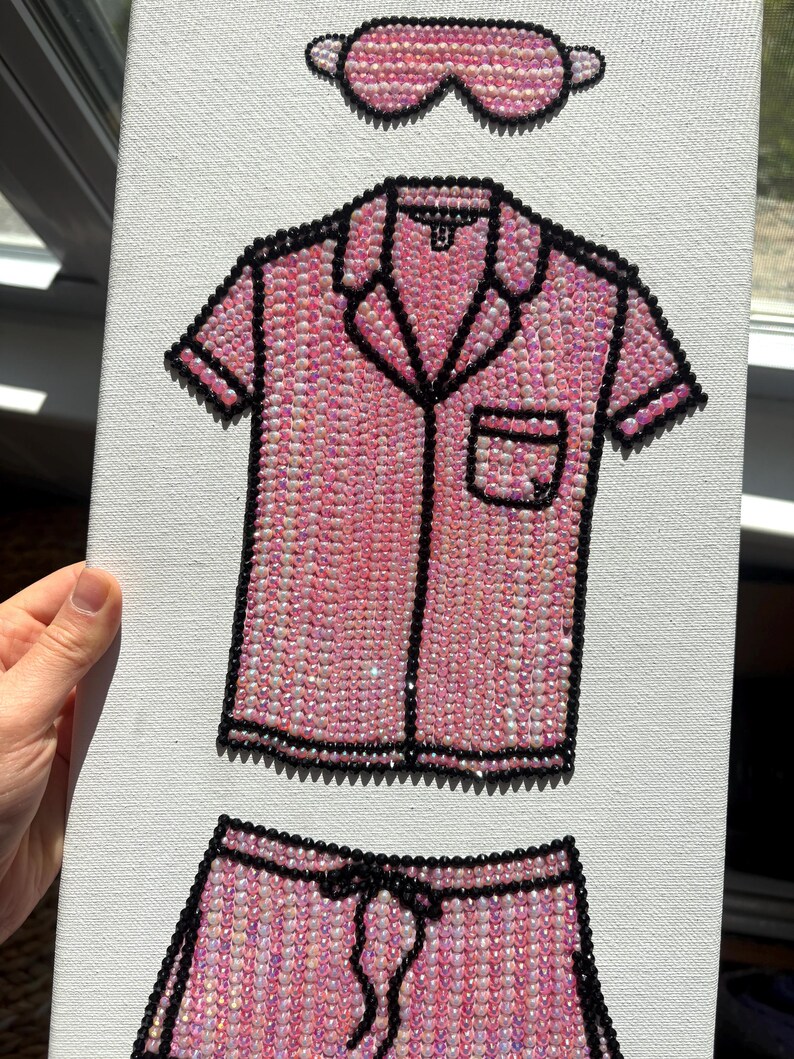 Pink Pajama Set I Rhinestone Art Canvas - Large - Etsy