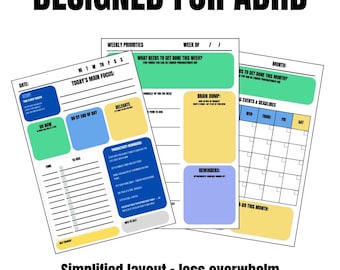 Easy Executive Function Planner – Designed for ADHD, Neurodivergence to Provide Focus, Clarity & Productivity | Digital + Printable PDF