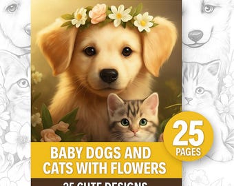 Baby Dogs & Cats Coloring Pages – 25 Cute Animal Designs (Printable PDF)