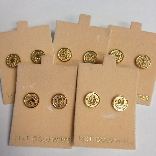 Vintage oorknopjes met sterrenbeeld: 14k verguld staal