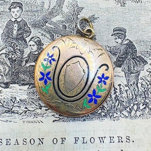 Antique Vintage Victorian Gold GF Enamel Floral Flower Taille d&#39;épargne Black Enamel pendant necklace Art Deco Mourning Hair Momento Mori