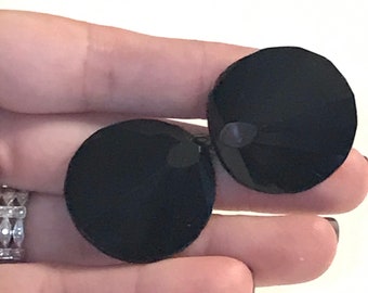 Antique Victorian or Art Deco Czechoslovakia Black Glass Belt Buckle for .75" wide Velvet, Sash Cinch Waist Belt Mourning Funeral