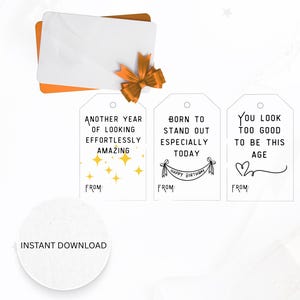 Etichette regalo di compleanno stampabili – 9 design di complimenti – PDF scaricabile immediatamente – Etichette per confezioni regalo