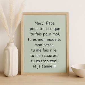 Affiche Fête des Pères à imprimer – Merci Papa – Cadeau à imprimer pour papa – Carte murale digitale
