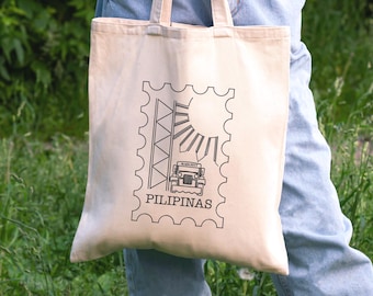 Pilipinas Forever Stamp Tote Bag Filipino Heritage Canvas Tote Philippines Postal Design Pinoy Gift Idea Philippine Pride Reusable Bag