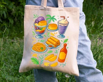 Filipino Food Staples Tote Bag Filipino Heritage Canvas Tote Philippines Food Pinoy Gift Idea Philippine Pride Reusable Bag Halo halo Lumpia