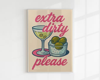 Extra Dirty Martini-tryck: Retro cocktailbarkonst (digital nedladdning)