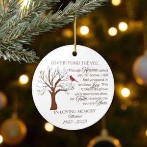 Heartfelt Custom Personalized Memorial Christmas Ornament | Loss of Husband Remembrance Keepsake | Grief Support Sympathy Gift
