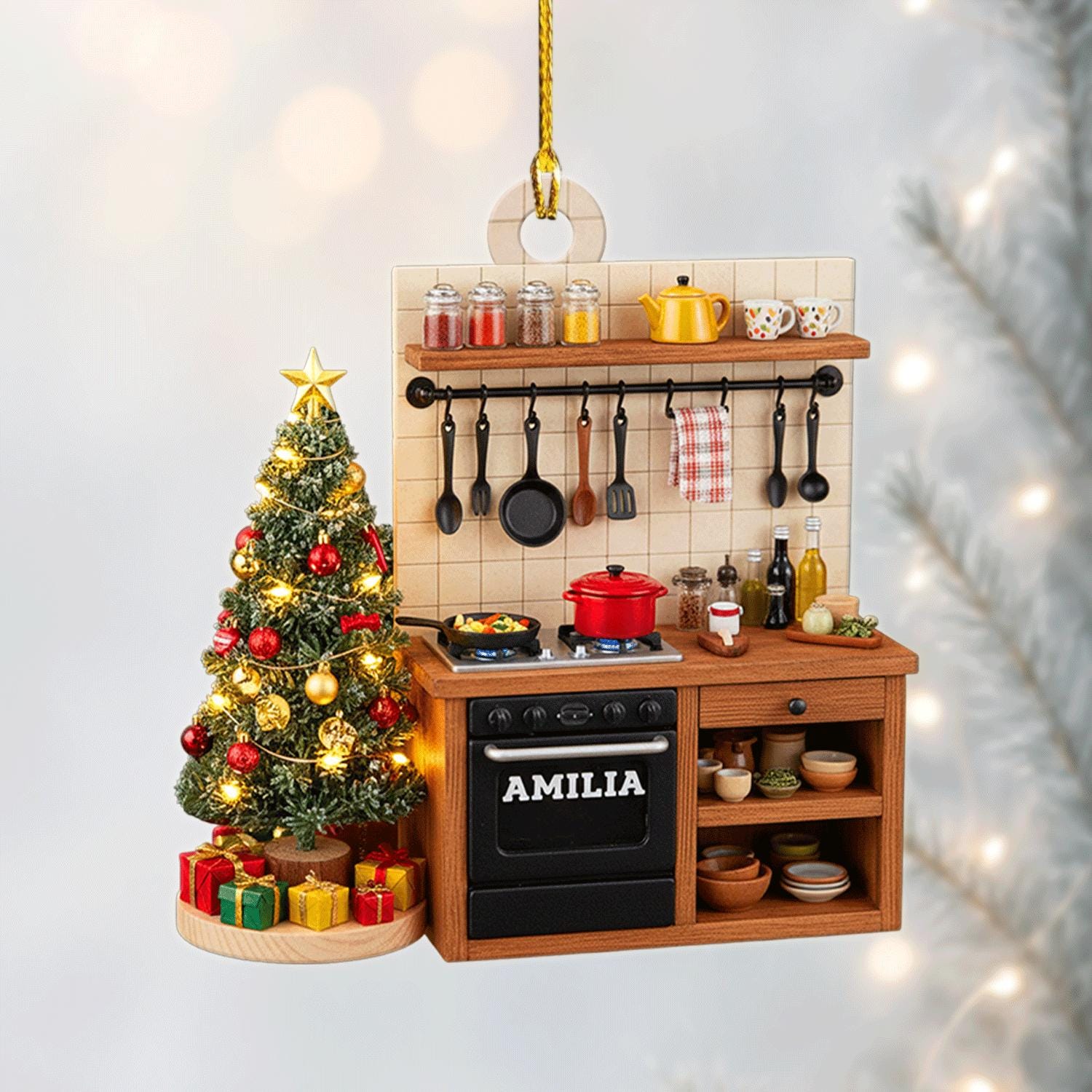 Discover Personalized Baking Kitchen Ornament, Bakery House Christmas Ornament, Holiday Gift for Bakers and Cooking Lovers, Kitchen Corner Ornament