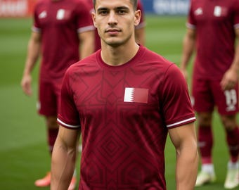 Qatar Flag Soccer Jersey, Personalized Qatar Football Shirt, Custom Name Number Qatar Jersey, Maroon Heritage Sportswear, Qatar Fan Apparel