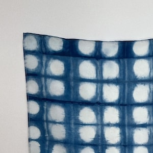 Hand-Dyed Indigo Silk Scarf | Shibori Pattern | 50x50 cm