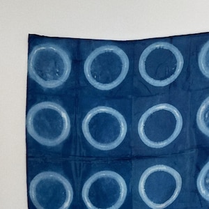 Hand-Dyed Indigo Silk Scarf | Shibori Pattern | 50x50 cm