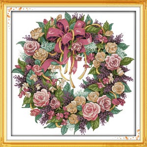 ニードルクラフト カウント＆スタンプ ジョイサンデー クロスステッチキット 14CT 16CT 11CT 9CT バラの花輪 パターン