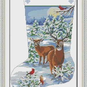 Needlecraft Counted and Stamped Cross Stitch Joy Sunday Cross Stitch Kits Aida 14CT 11CT 16CT Elk Christmas stocking Pattern Home decor