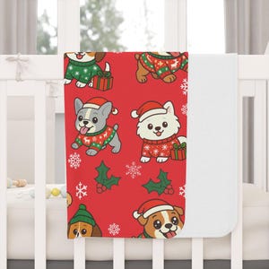 Kawaii Christmas Dog Blanket: Cozy Holiday Kids Blanket