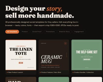 Etsy Social Media Templates for Handmade Sellers, Brand Building Kit