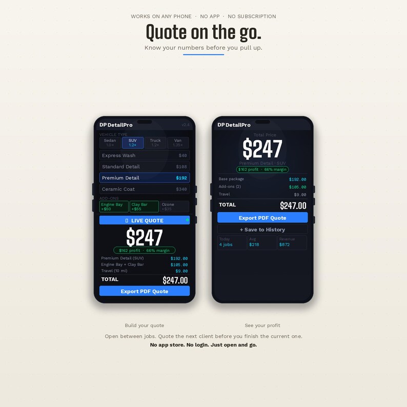Mobile Car Wash Pricing Calculator | Detailer Quote Tool (Instant Download) image 2