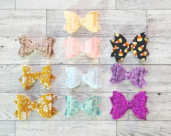 Bulk Faux Leather Hair Bows Destash Lot DIY Headband Supplies Flatback Unclipped Bow Centers Hair Bow Making Craft Supplies Bundle 41 Pieces