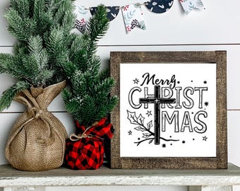 Merry ChrisTmas Wood Sign/Jesus Christian Faith Inspired/Farmhouse Tiered Tray Decor/Coffee Bar Decor/Bible Verse/Inspirational Quote