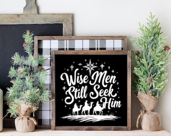 Wise Men Manger Wood Sign/Jesus Christian Faith Inspired/Farmhouse Tiered Tray Decor/Coffee Bar Decor/Bible Verse/Inspirational Quote