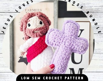Crochet Jesus Cross Plushie Pattern Bundle Low No Sew Crochet Pattern Religious Baby Shower Gift Christian Crochet Amigurumi Pattern Plush
