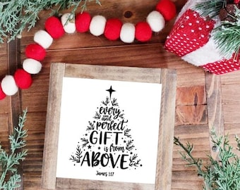 Jesus Christmas Tree Wood Sign/Jesus Christian Faith Inspired/Farmhouse Tiered Tray Decor/Coffee Bar Decor/Bible Verse/Inspirational Quote