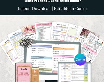 ADHD Cleaning Planner, ADHD for busy mom, gift for her, planner for adhd parents, kids adhd planner, adhd tracker, gift for him, adhd ebook.