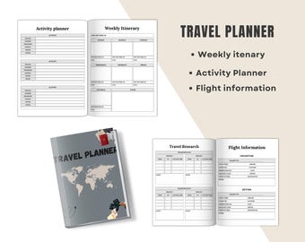 Travel Planner Printable PDF,Trip Itinerary, Budget Tracker, Packing List,Vacation Organizer, Easy Travel Planning,vacation digital download