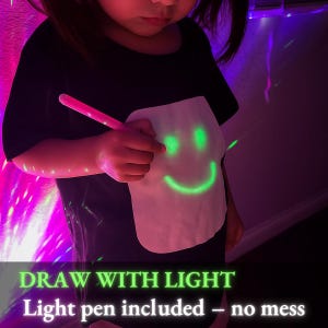 Glow in the Dark Kids T-Shirt | Draw or Write with Light | Fun, Reusable Glow Tee for Boys, Girls, and Siblings | Creative Gift for Birthday