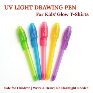 UV-lichtgloeipen voor kinderen | Onzichtbare inktmarkering voor glow-in-the-dark T-shirt | Teken met licht, schrijf geheimen, cheques en multifunctioneel plezier