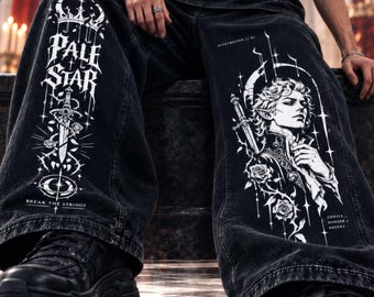 Astarion Sweatpants, Baldur's Gate 3 Inspired Joggers, Vampire Rogue Graphic Pants, Gothic Washed Black Oversized Streetwear, Gamer Clothing