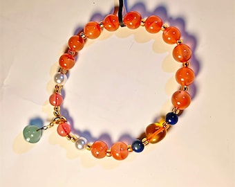 Pulsera artesanal de ágata roja del sur: perla de agua dulce y jade