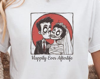Corpse Bride & Groom Tee: Spooky Halloween Wedding Shirt