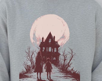 Haunted House Halloween Sweatshirt: Retro Spooky Season Pullover