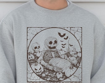 Skelettmamma Halloween-tröja: Spöklik kyrkogårds-tröja