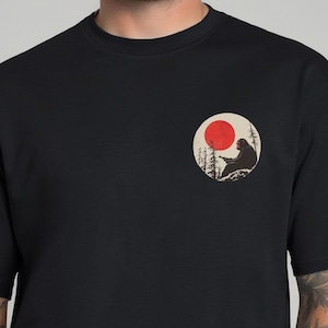 Retro Monkey Moon Graphic Tee: Bold Chimp Art Shirt