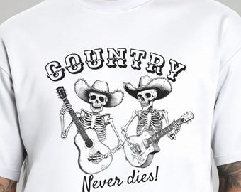 Country Music Skeleton Tee: Cowboy Guitarists Unisex Shirt