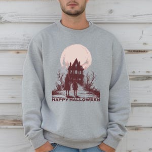 Haunted House Halloween Sweatshirt: Retro Spooky Season Pullover