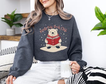 Retro Polar Bear Sweatshirt: North Pole Book Club Unisex Jumper