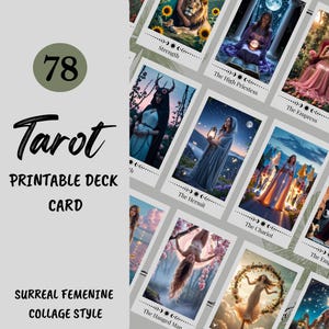 Baraja de Tarot Imprimible + Guía ADICIONAL / 78 Cartas de Tarot Femeninas en PDF / Descarga Digital Mística para el Amor Propio y la Adivinación