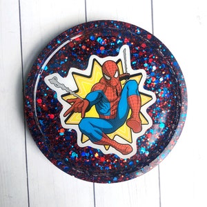 Comic-Inspired Glitter Resin Coasters – Hero & Villain Drink Holder Gift – Handmade Fan Art Decor