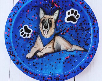 AD-GS1GC German Shepherd Black Rim Glass Coaster Animal Breed Gift AD-GS1GC German Shepherd Black Rim Glass Coaster Animal Breed Gift