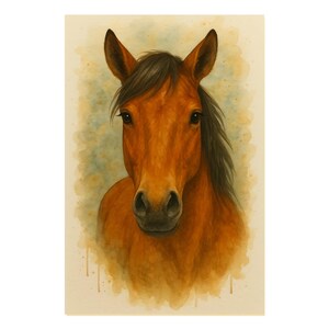 Watercolour Horse Print - Farmyard Nursery Wall Art, Horse Illustration, Baby Room Decor, Animal Portrait, Housewarming Gift
