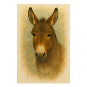 Watercolour Donkey Print - Farmyard Nursery Wall Art, Donkey Illustration, Baby Room Decor, Animal Portrait, Housewarming Gift