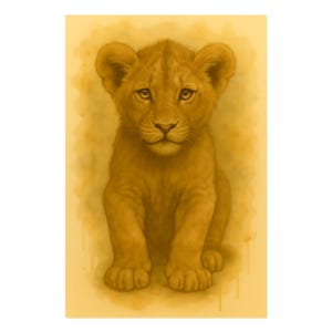 Watercolour Baby Lion Print - Safari Nursery Wall Art, Lion Cub Illustration, Baby Room Decor, Animal Portrait, Housewarming Gift