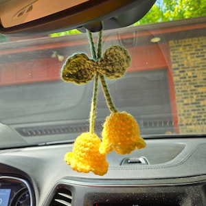 Crochet Hanging Lily of the Valley | Rearview Mirror Hanging Decoration