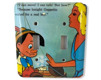 Vintage Disney Pinocchio Blue Fairy Double Switch Plate Light Magic