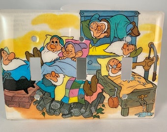 Disney Snow White Seven Dwarves Triple Switch Plate Light Cover Wallplate 7 Dwarfs