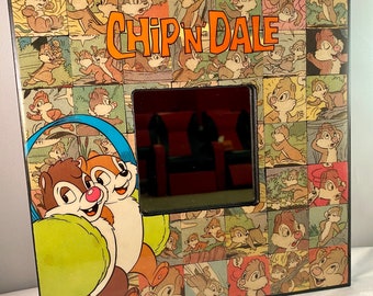 Chip & Dale Disney Vintage Comic Book Desk or Wall Mirror Chipmunks 1970's