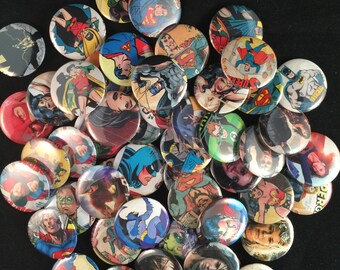 DC Buttons Pins Random Lot Comic Vintage Super Hero Comic Book Party Favors